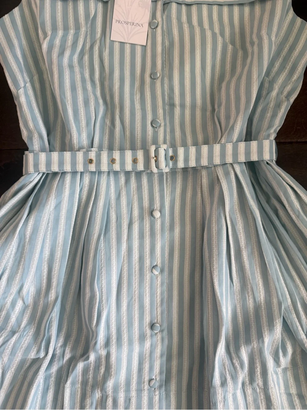Prosperina dress Rowan Sleeveless Striped  - Light Blue & White size Medium